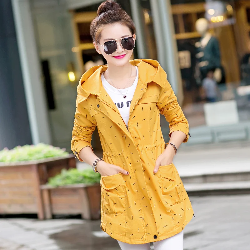 Новинка 2017 модный Женский Тренч с принтом средней длины элегантная верхняя