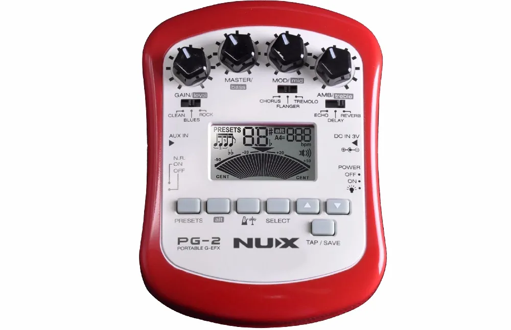 NUX PG-2 портативный электрогитара мульти-педаль эффектов процессор с тюнером метроном встроенный шум ворота