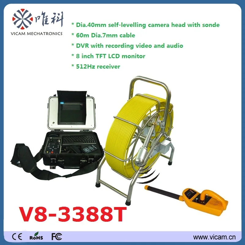 CCTV borehole съемка воздуховода эндоскопия 80 м Стекловолоконный кабель