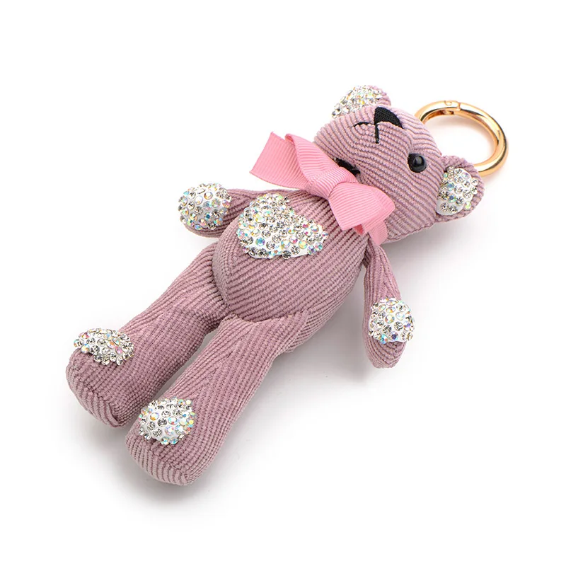 Inokeey сплав розовый серый цвет ткань медведь брелок Мужчины Женщины Металл горный