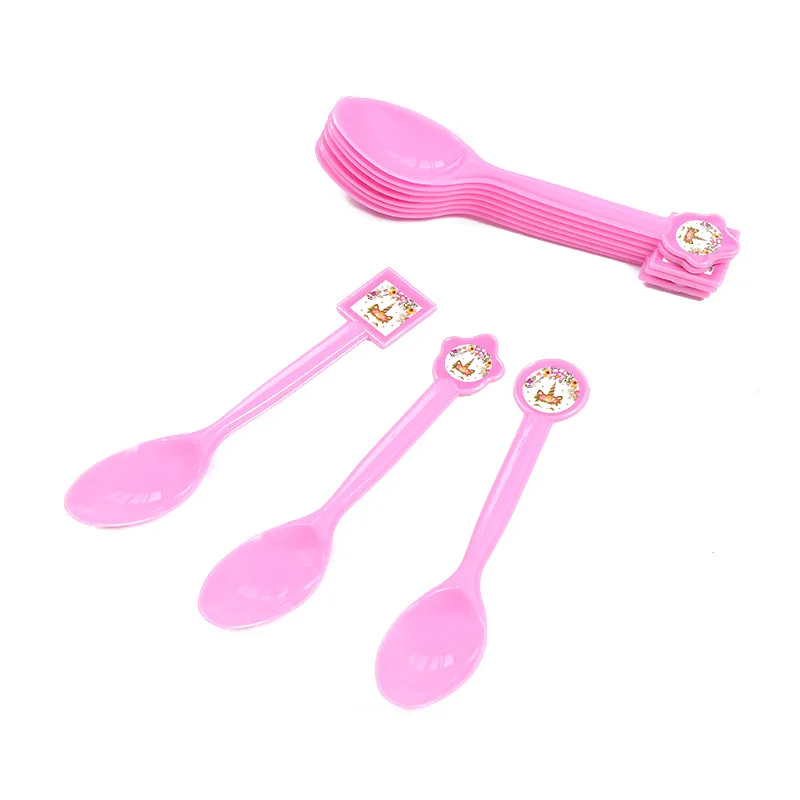 Spoons 10pcs Единорог Вечерние Декорации на день рождения одноразовый набор столовых приборов Единорог воздушный шар чашки тарелки салфетки Дети День рождения Единорог вечерние принадлежности - Цвет: Spoons 10pcs
