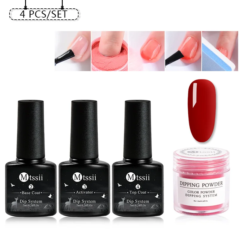 ZH03188 Mtssii система Погружения Набор для ногтей Holo Nail Art Dip порошок с Dip основой активатор жидкий гель цвет ногтей натуральный сухой без лампы - Цвет: ZH03188