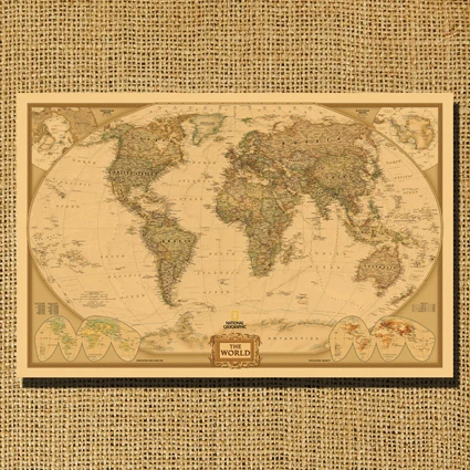 Винтажная ностальгическая воловья бумага декоративная картина большой постер с