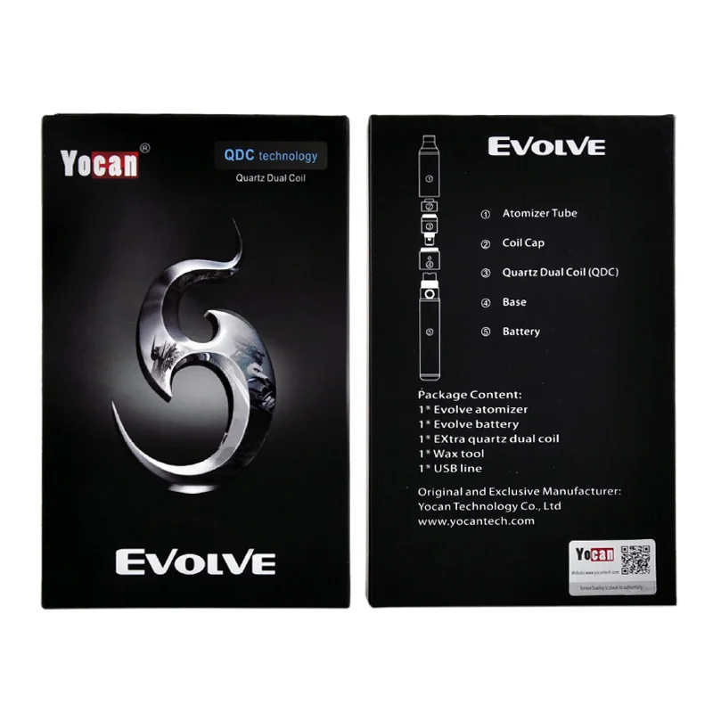 Yocan Evolve Vape ручка 650 мАч мод Ego нитка кварц двойная катушка электронная сигарета набор мод Evolve испаритель для воска/толстого масла