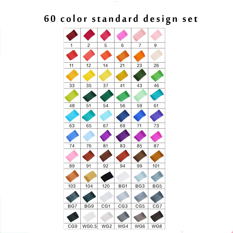 60 standard 60A Set TouchFIVE маркер для рисования набор ручек 12/30/40/60/80/168 Цвета аниме канцелярские эскиз для рисования акварель кисти ручка(белый маркер для белой доски - Цвет: 60 standard 60A Set