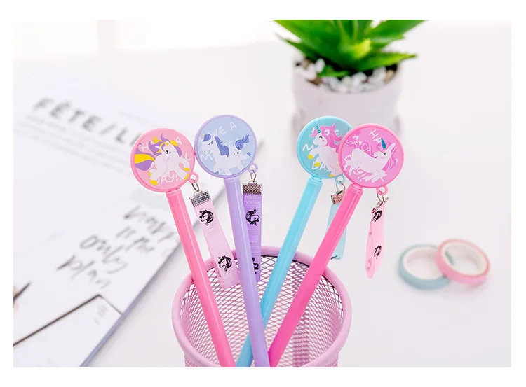 Корейский милый Единорог гелевая ручка с подвеской Kawaii Розовая пантера канцелярские товары Рождественский лось Снеговик креативный светильник Эйфелева башня лампа