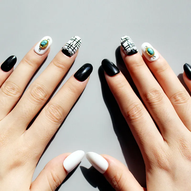 24 шт./компл. короткие накладные ногти с круглой головкой однотонные балерины