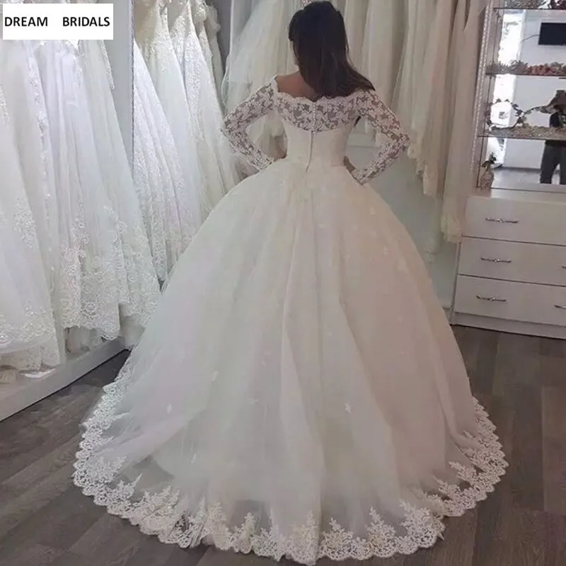 Middle East Long Sleeves Wedding Dresses Vestido De Noiva 2019 Trouwjurk Muslim Beading Lace Bridal Gowns | Свадьбы и торжества