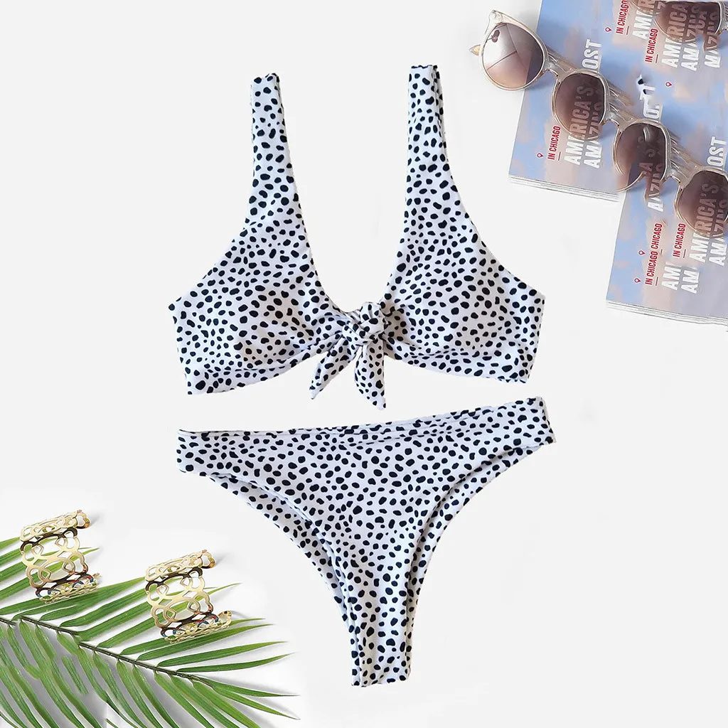 Женский сексуальный купальник синий красный серый пляжная одежда в горошек с