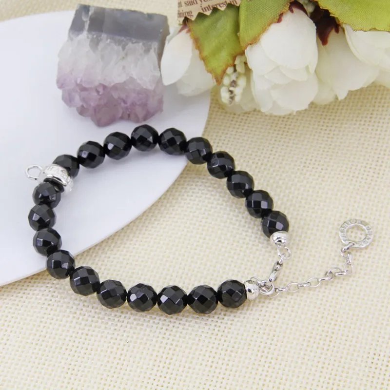 Black Onyx Томас розовый кварцевый кристалл жемчуг Черные бусы из природного камня браслет подходит TS Шарм, Glam ювелирные изделия душа подарок для женщин TS B504x - Окраска металла: Black Onyx