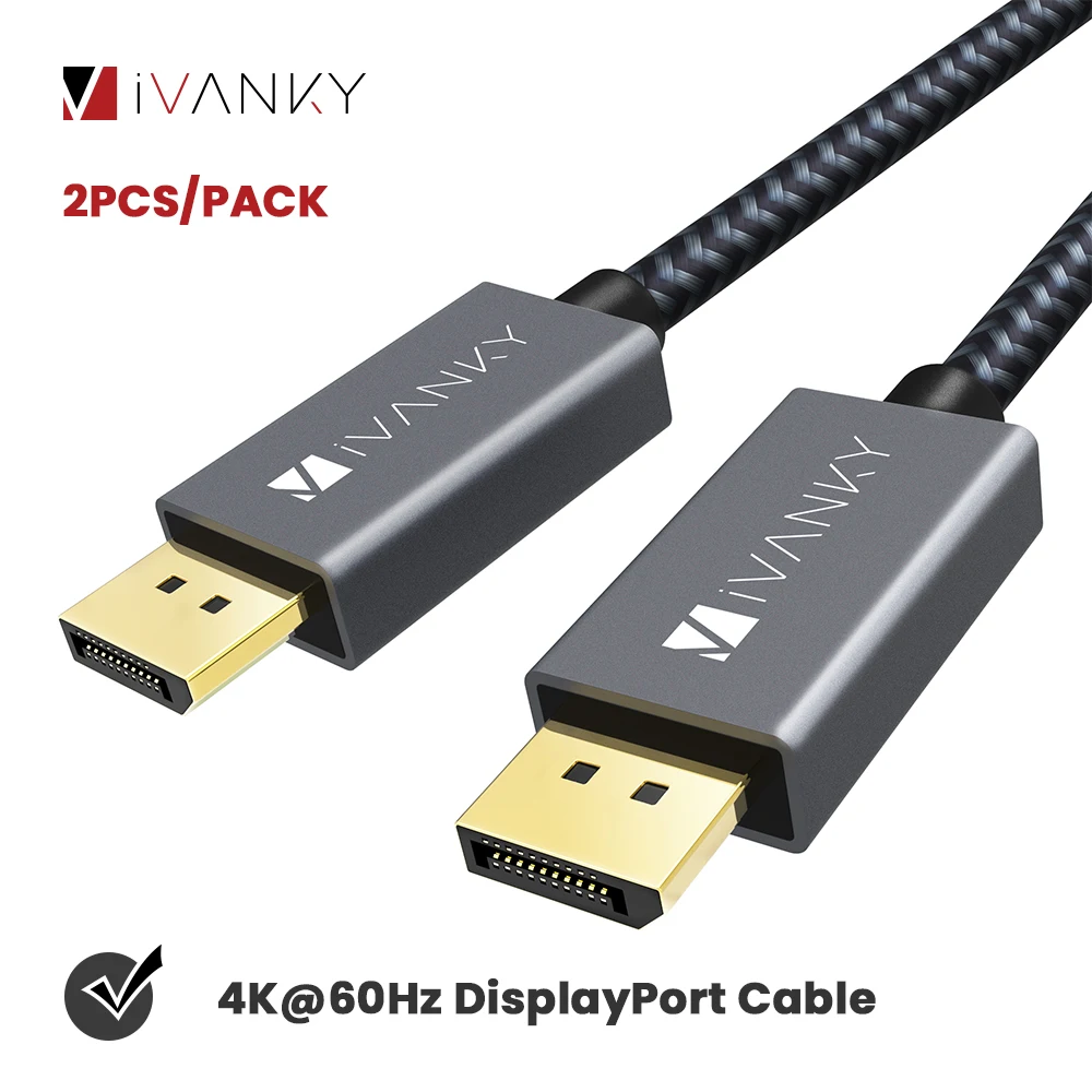 [Пожизненная гарантия] кабель iVANKY 6.6ft DP 2K @ 165Hz 4K 60Hz + Male высокоскоростной порта