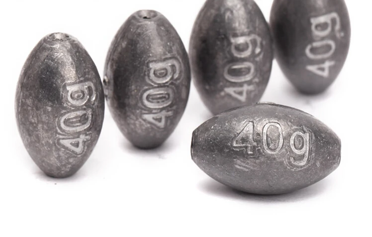 

10PCS 40g Fishing Accessory Sinker Olive Shape Fishing Lead Weights