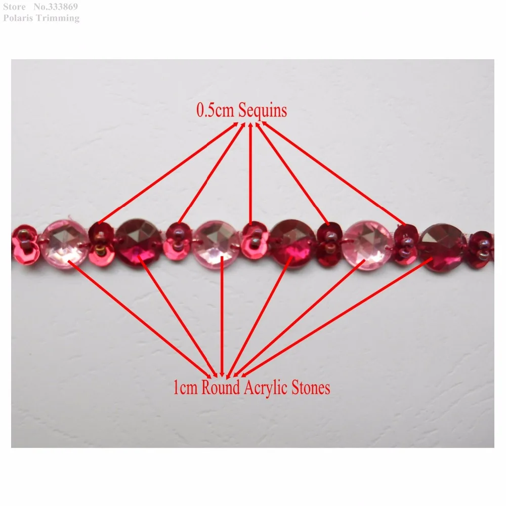Бесплатная доставка 1 ярд x Новейшие розовые/бордовые блестящие бусины с камнями
