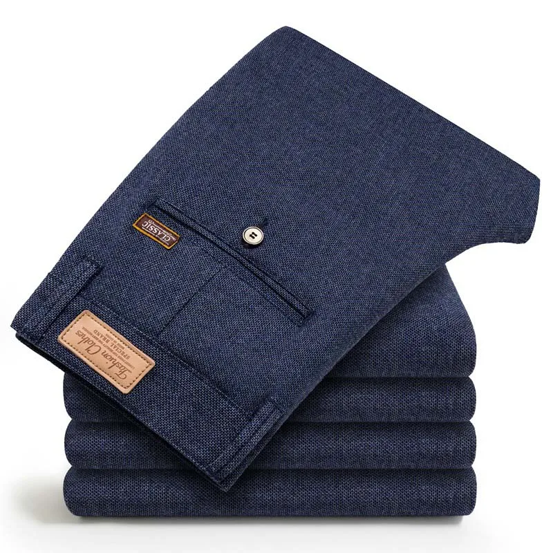 blue Pantalon Homme, Мужские штаны, брюки, спортивная одежда, повседневные льняные прямые штаны, Мужская одежда, рабочий дизайн, высокое качество, деловая мода - Цвет: blue
