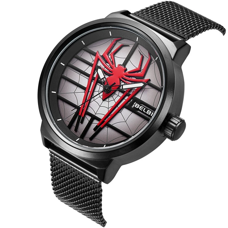Кварцевые мужские часы люксовый бренд паук циферблат сетка нержавеющая сталь