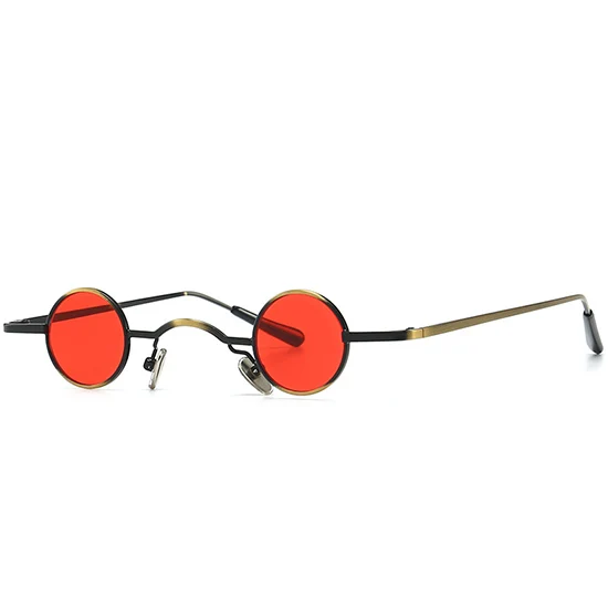 Golden red SHAUNA Ретро стимпанк Солнцезащитные очки женские Ins популярные маленькие круглые солнцезащитные очки мужские - Цвет линз: Golden red