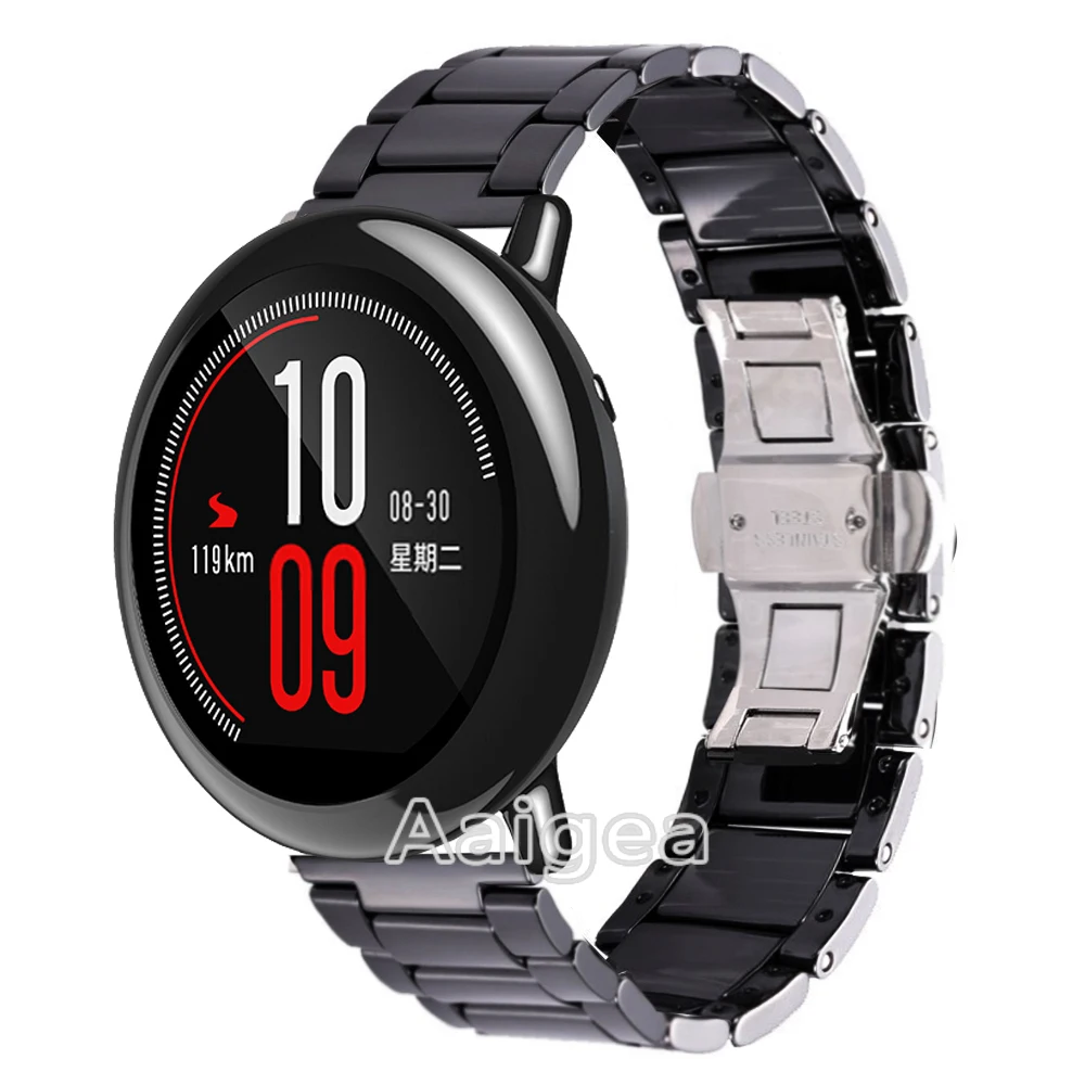 22 мм керамические часы ремешок для Xiaomi Huami Amazfit Pace Смарт часы 3 ссылка Бабочка Блестящий Браслет сменный ремешок на запястье