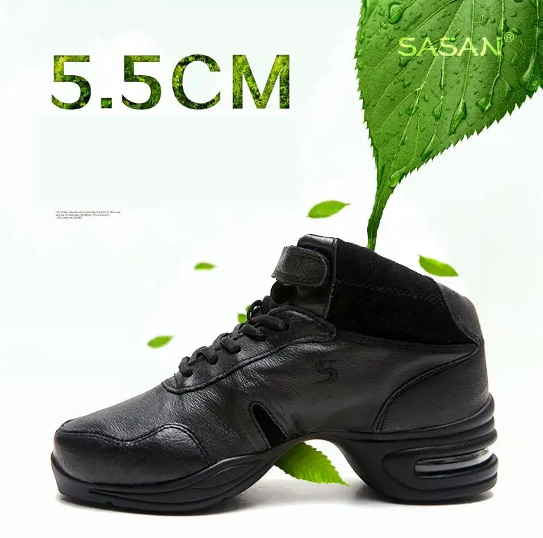Black heel 55mm Кроссовки для Бальных и латиноамериканских танцев; женская обувь SASAN 8837; импортная Современная обувь из натуральной кожи; дышащая обувь без застежки для взрослых - Цвет: Black heel 55mm