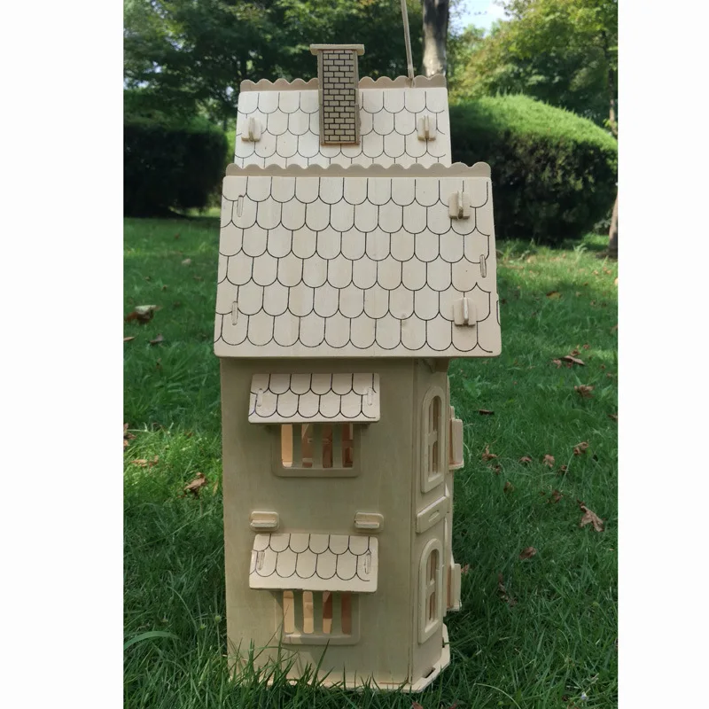 Деревянный DIY кукольный домик мини 3D стерео головоломка собранный дом