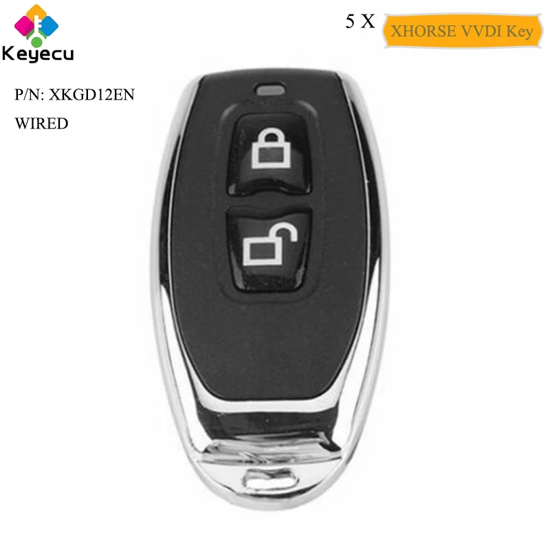 

KEYECU 5 Pieces/Lot XHORSE VVDI Universal Remote Key With 2 Buttons Garage Remote XKGD12EN-WIRED