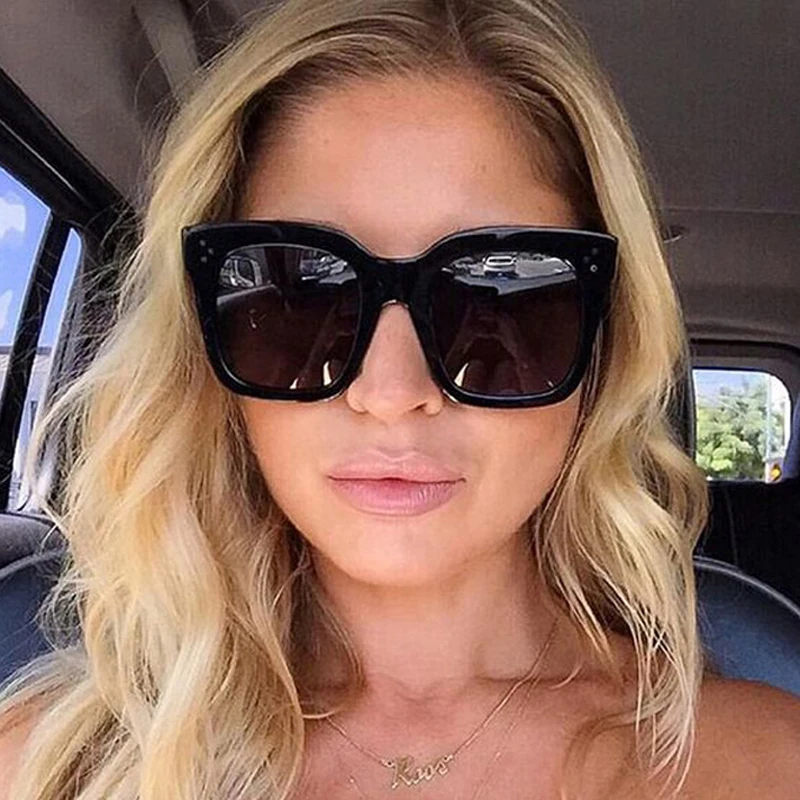 MIZHO Ретро стиль качественные солнцезащитные очки женские негабаритные с плоским