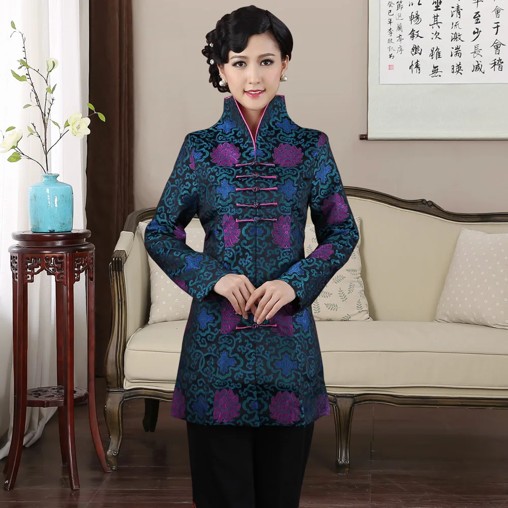 Традиционная китайская длинная куртка женское атласное пальто размер: от M до