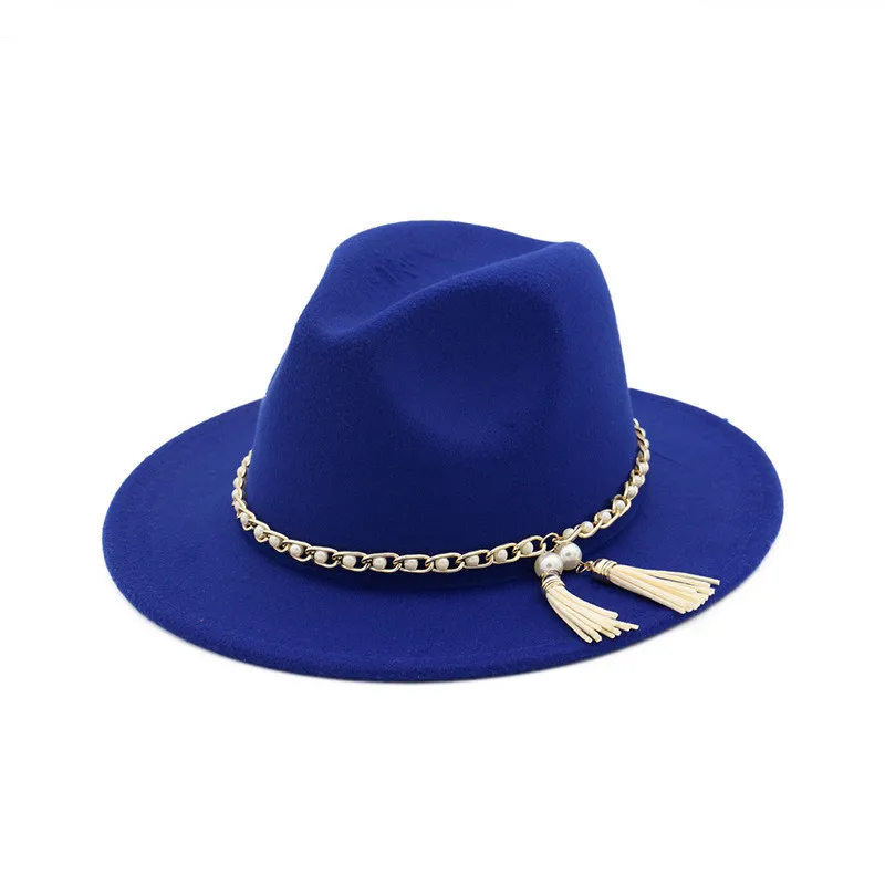 Women Men Wool Fedora Hat With Pearl Felt Wide Brim Ladies Trilby Chapeu Feminino Hats Jazz Church Godfather Sombrero Caps | Аксессуары