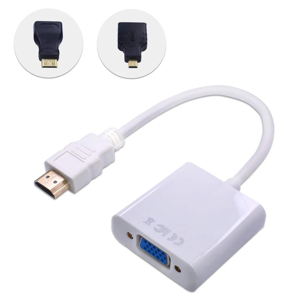 TISHRIC мини микро разъемы HDMI к VGA кабель адаптер мужчин и женщин видео конвертер для HDMI2VGA адаптер ноутбука ПК