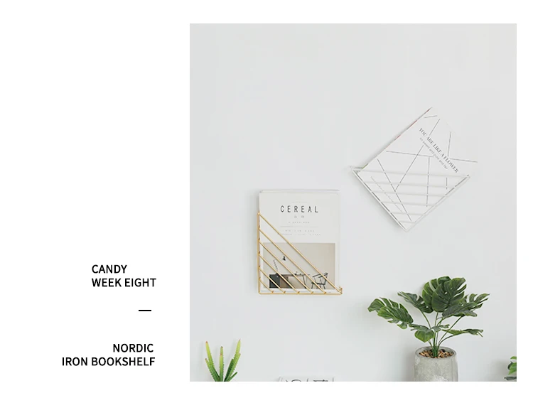Скандинавская кованая настенная подвесная книжная полка для журналов, стеллаж для хранения, для украшения стен дома, для офиса, для газет, подвесной держатель, Органайзер