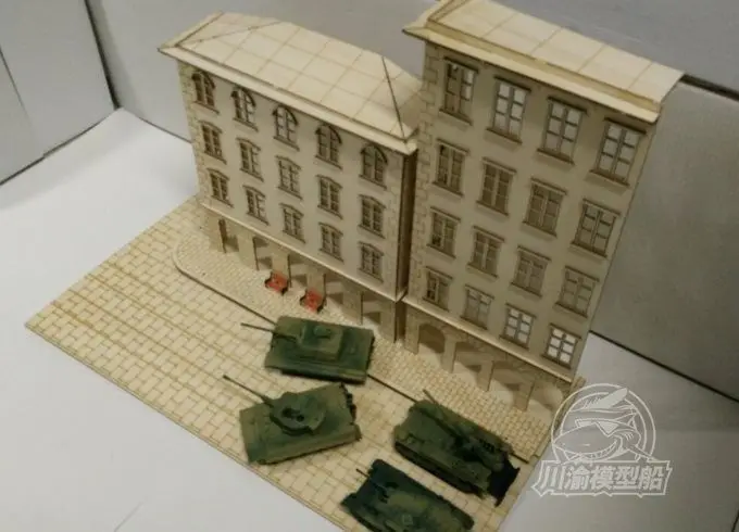1/72 масштаб городской уличный Танк сцена Diorama DIY деревянная Сборная модель комплект CY702