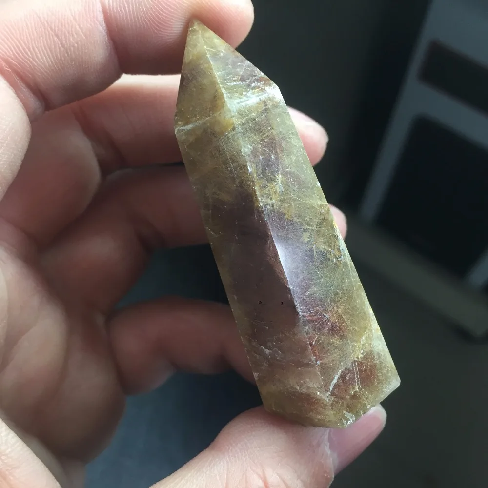 Акция на годовщину 2019 HD368 (77 г) единственный натуральный кристалл Rutilated Quartz Healing Wand