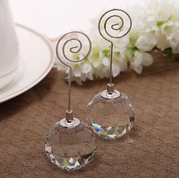 

60pcs/lot Wedding Favor Crystal Diamond Ball Place Card Holders Wedding party name card holder Free shipping