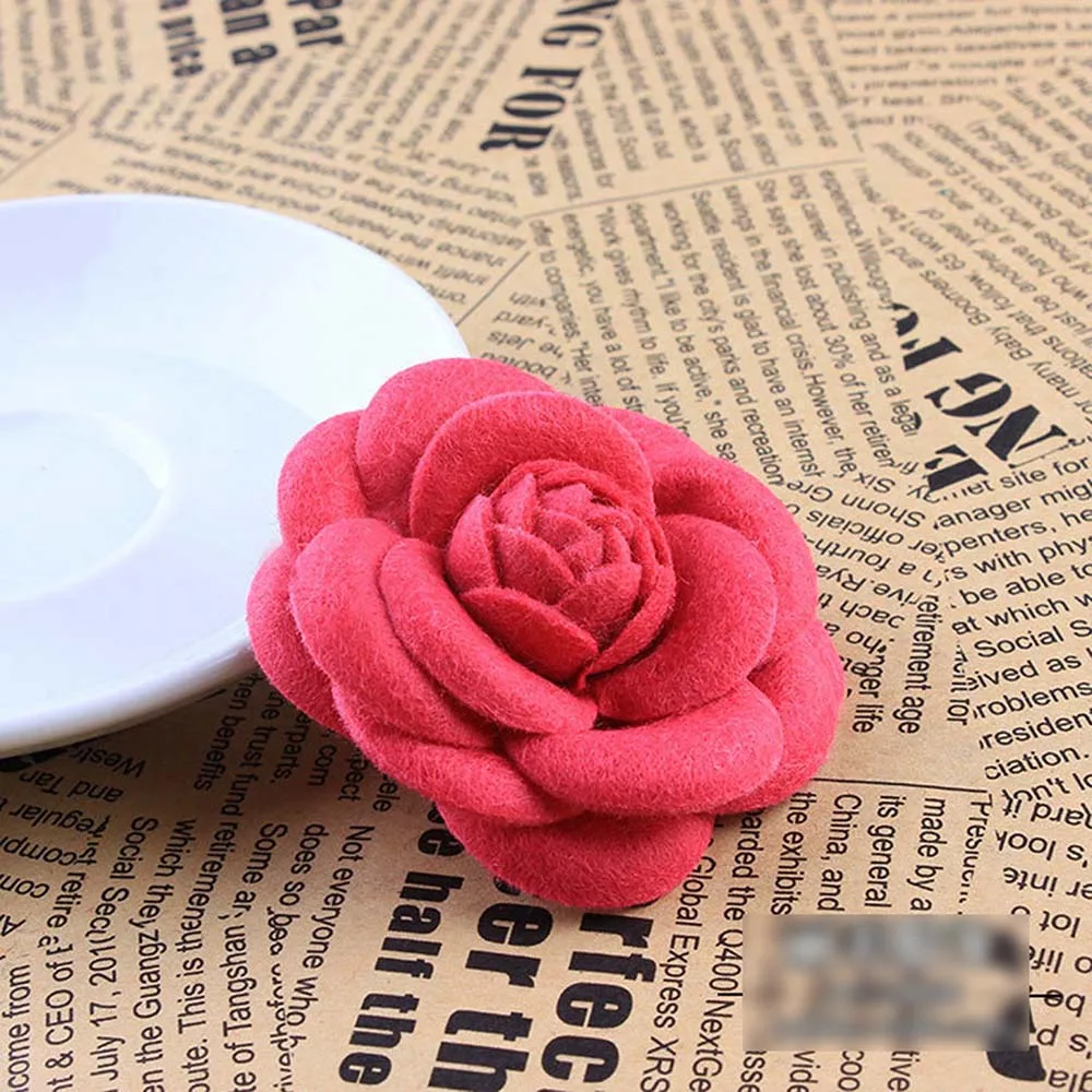 Fushia Тканевая Камелия ручной работы, Цветочная Брошь, значок на булавке, унисекс, Свадебная вечеринка, бижутерия, аксессуары для одежды, большие броши для женщин - Окраска металла: Fushia