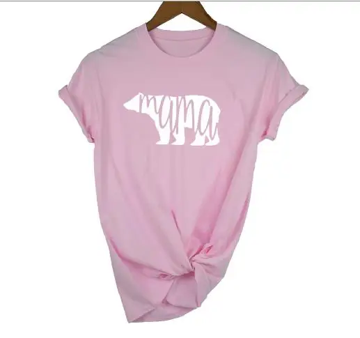 pink t white MAMA OKOUFEN Papa и I Love детские медведя и надписью «Mama»; футболка с Семья одежда для мамы, папы и буквенным принтом Для женщин Топ короткий рукав Футболка размера плюс Прямая поставка - Цвет: pink t white MAMA