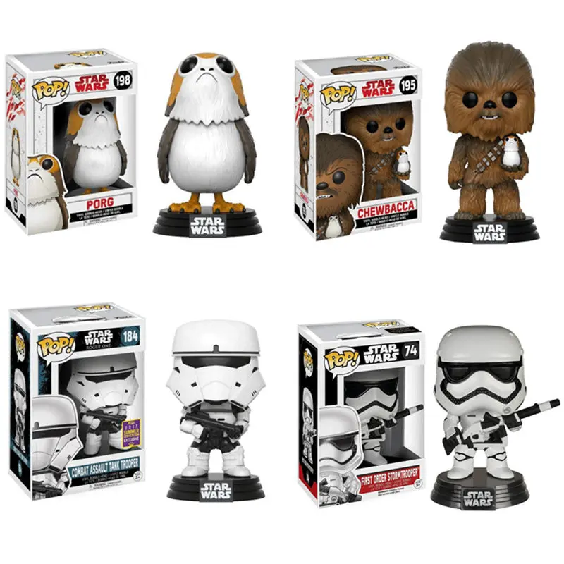 FUNKO POP STAR WARS& PORG, Чубакка, Штурмовик Виниловая фигурка Коллекционная модель игрушки для детей подарок с розничной коробкой