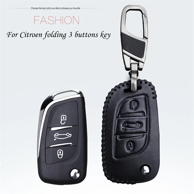 Модный кожаный чехол для ключей с брелком Peugeot 408/307 Citroen C2 C3 C4 C5 C4L C-Triomphe KX C-Quatre