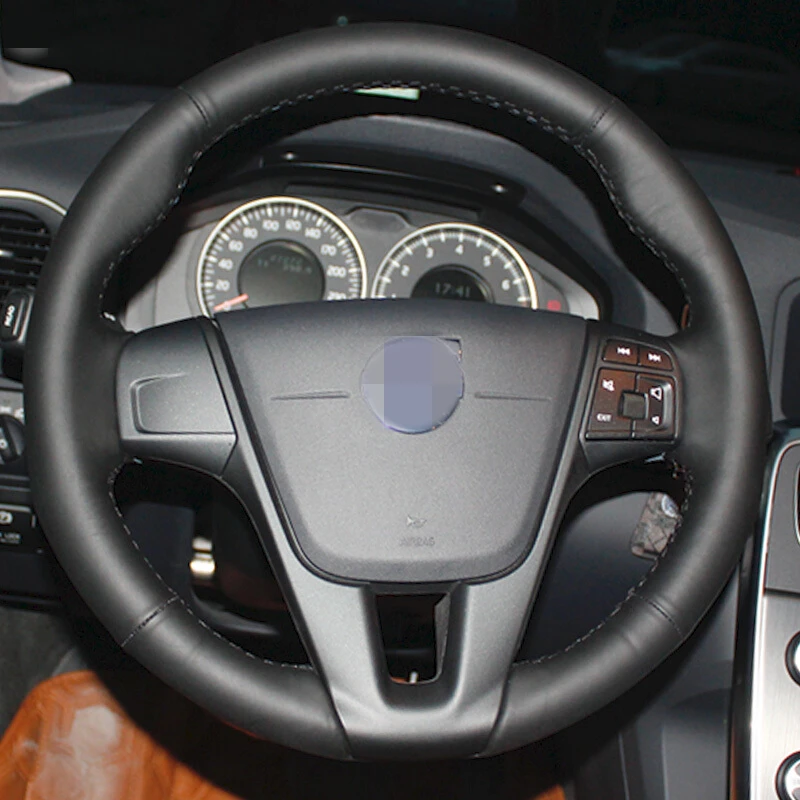

BANNIS Black Leather Car Steering Wheel Cover for Volvo S60 V40 V60 V70 2014 XC60