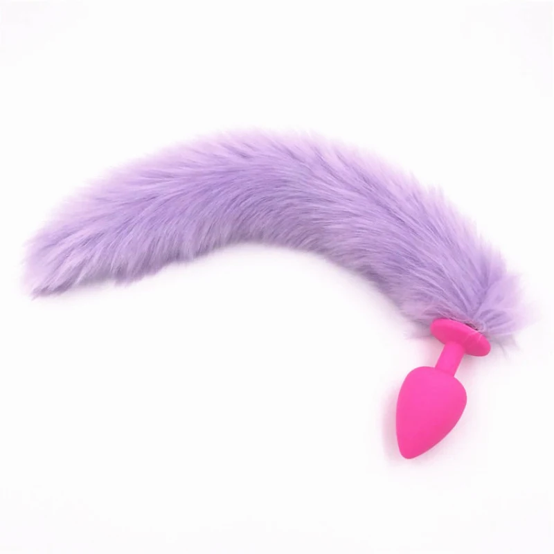 Анальная пробка силиконовая светло-фиолетовая лисий хвост флирт анус Пробка