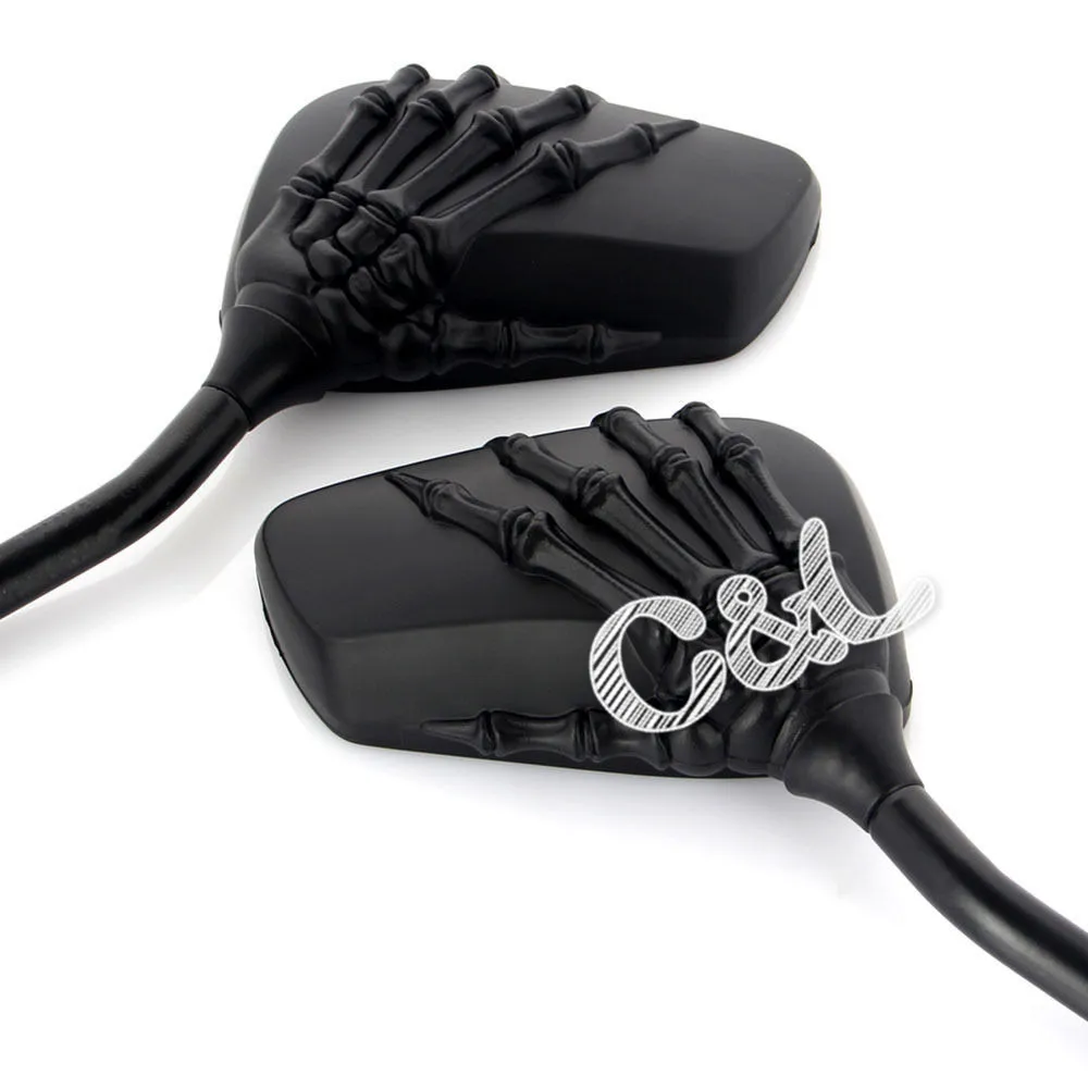 Боковые зеркала заднего вида с черным скелетом для мотоциклов Honda Suzuki Harley BMW Kawasaki |