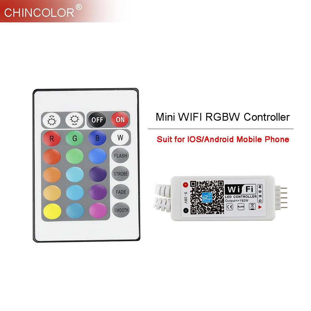 WI-FI RGBW светодиодный контроллер DC12V IOS/Android мобильного телефона Беспроводной удаленного мини-пульт 24 клавиши для RGB RGBW Светодиодные ленты Быстрая JQ