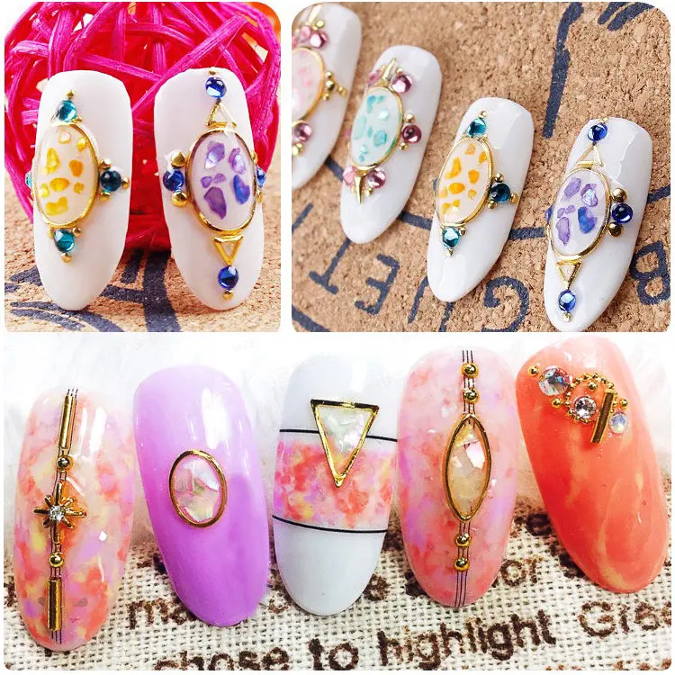 100 шт. новейшие заклепки/шпильки для дизайна ногтей Золотой и Серебряный 3D сплав