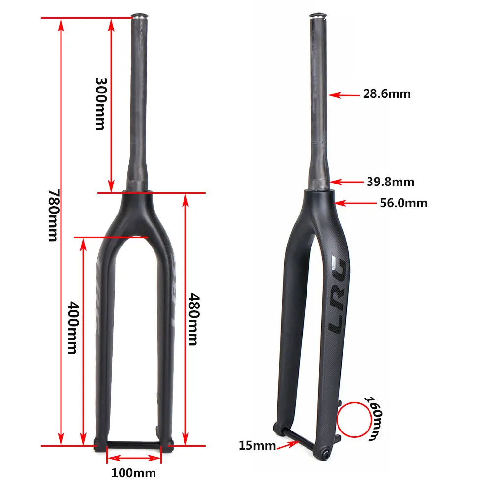LRG Carbon fork 29 inch MTB Rigid Tapered Thru Axle 15mm super light Disc Brake Mountain bikes Forks Rapid transportation