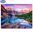 DIY камни в форме ромбаКруглый горный алмазов картина мозаика картина Алмазная вышивка пейзаж, изображение природы домашний декор