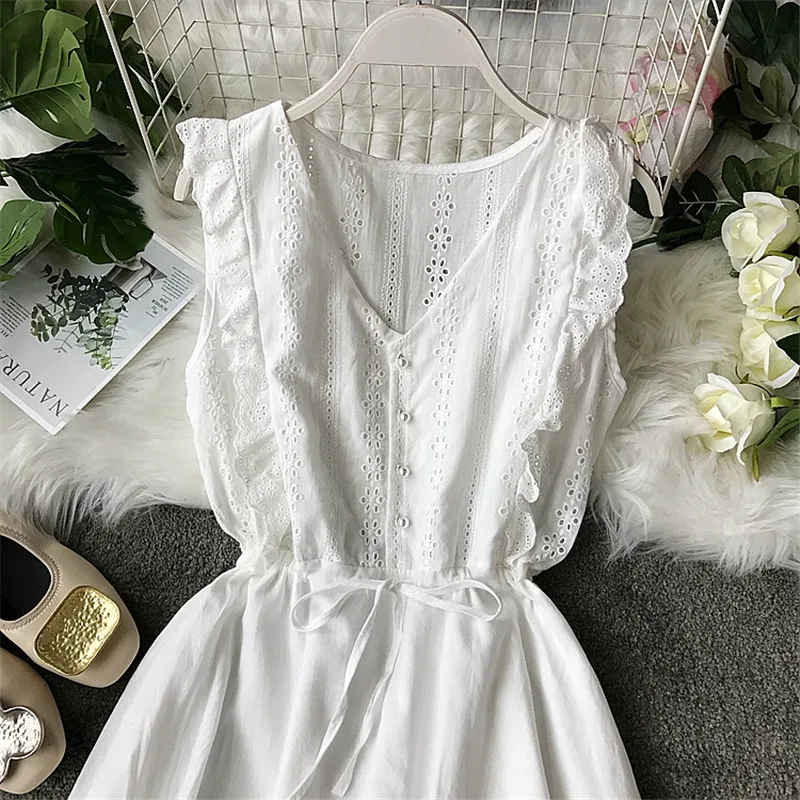 2019 Новая Летняя Повседневная однотонная модная юбка без рукавов с v-образным