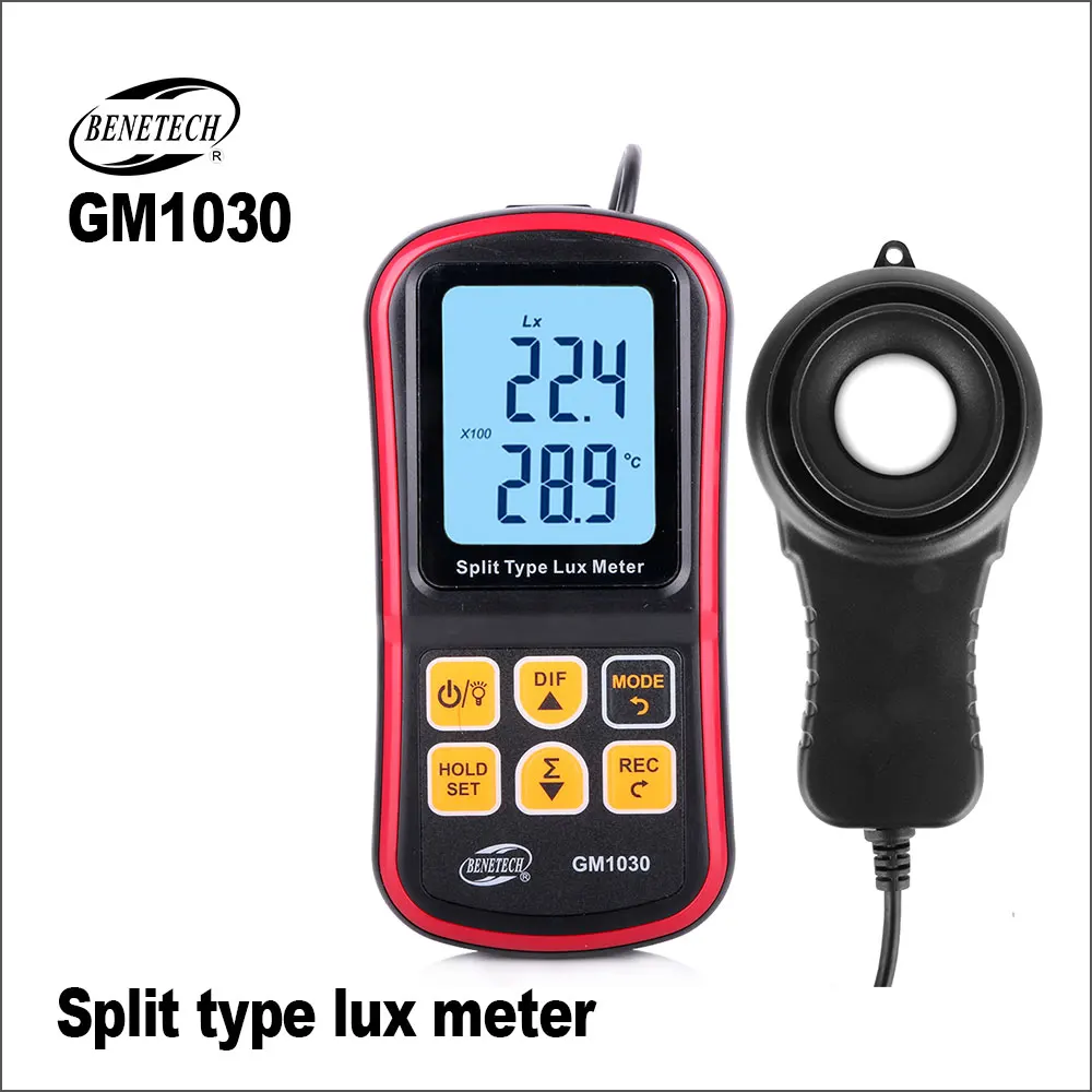 BENETECH цифровой измеритель освещенности Luxmeter спектрометр фотометр 0 ~ 200000 Lux GM1030