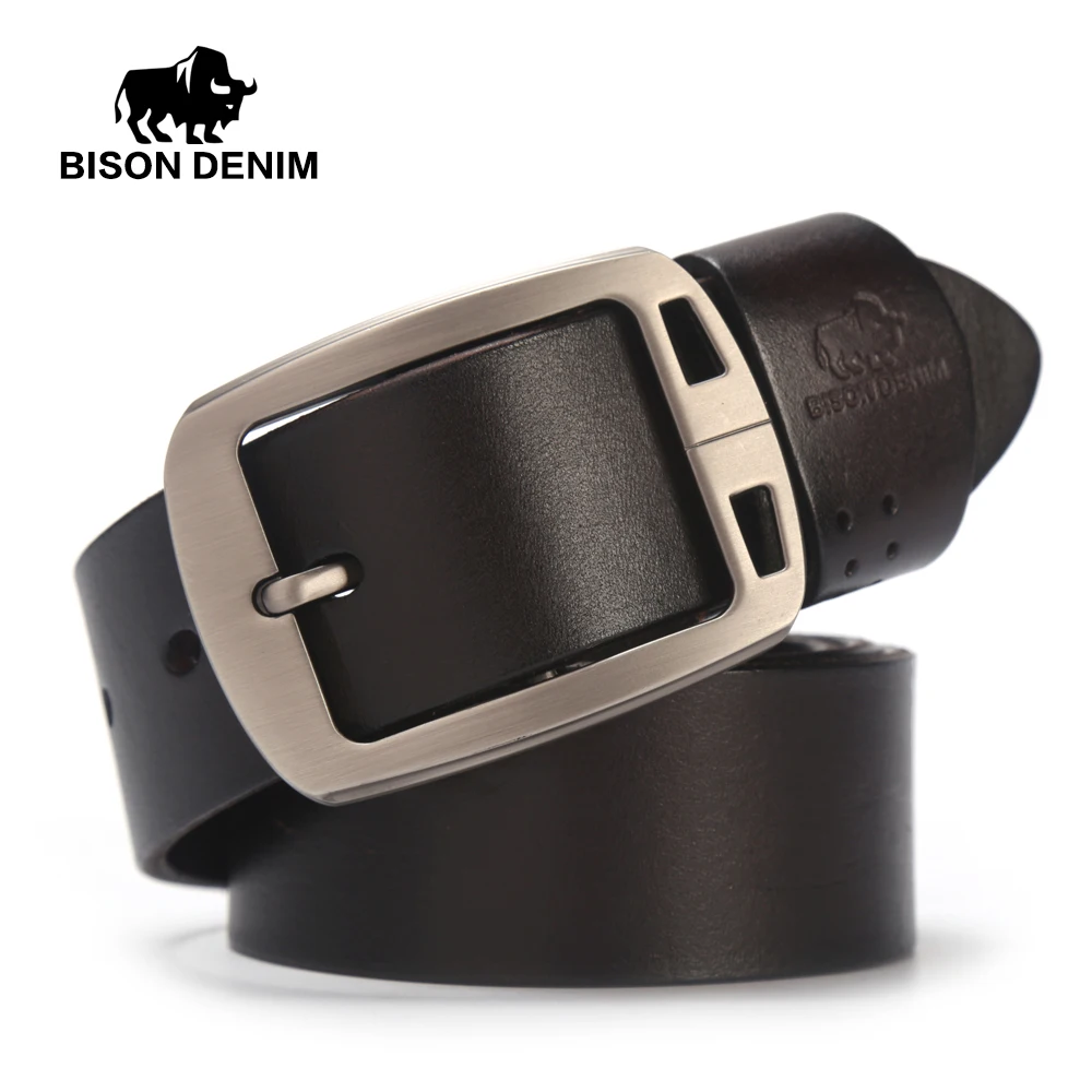 BISON DENIM корова натуральная кожа мужской ремень с пряжкой аксессуары мужские ремни