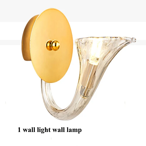 1 light wall lamp Современный блестящий хрустальный светодиодный светильник для люстры, Золотистый металлический подвесной светильник для столовой, подвесной светильник для фойе - Цвет абажура: 1 light wall lamp