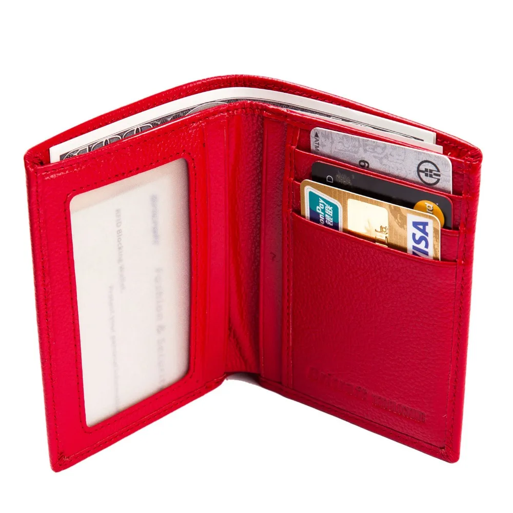 Вертикальные Женщин Кожаный Кошелек Блокирования RFID Кредитной Карты Держатель