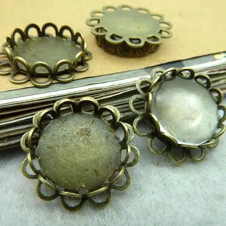 

30pcs 12mm Ancient bronze double layer lace base Wholesale DIY jewellery accessories