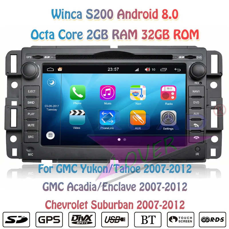 Winca S200 Android 8 0 автомобильный dvd-плеер для GMC Yukon Tahoe Acadia 2007 2008 2009 2010 2011 2012 Стерео GPS